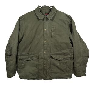 Wolverine Canvas Work Jacket Green Cotton Chore Coat Mens L